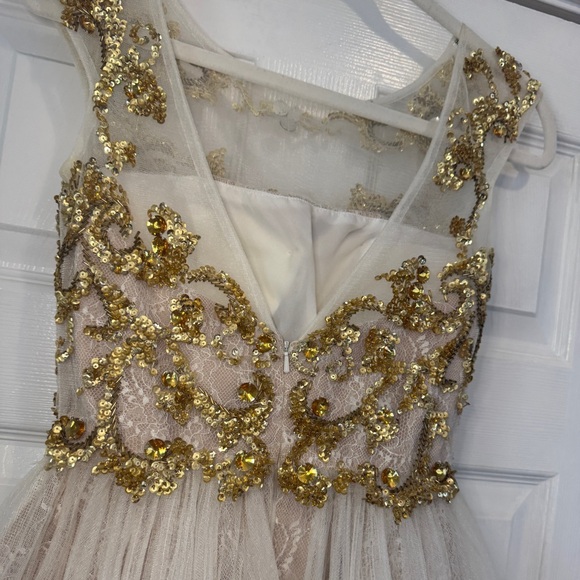Sherri Hill Dress Beaded Tulle Homecoming Short Gold White 2 - Picture 5 of 9